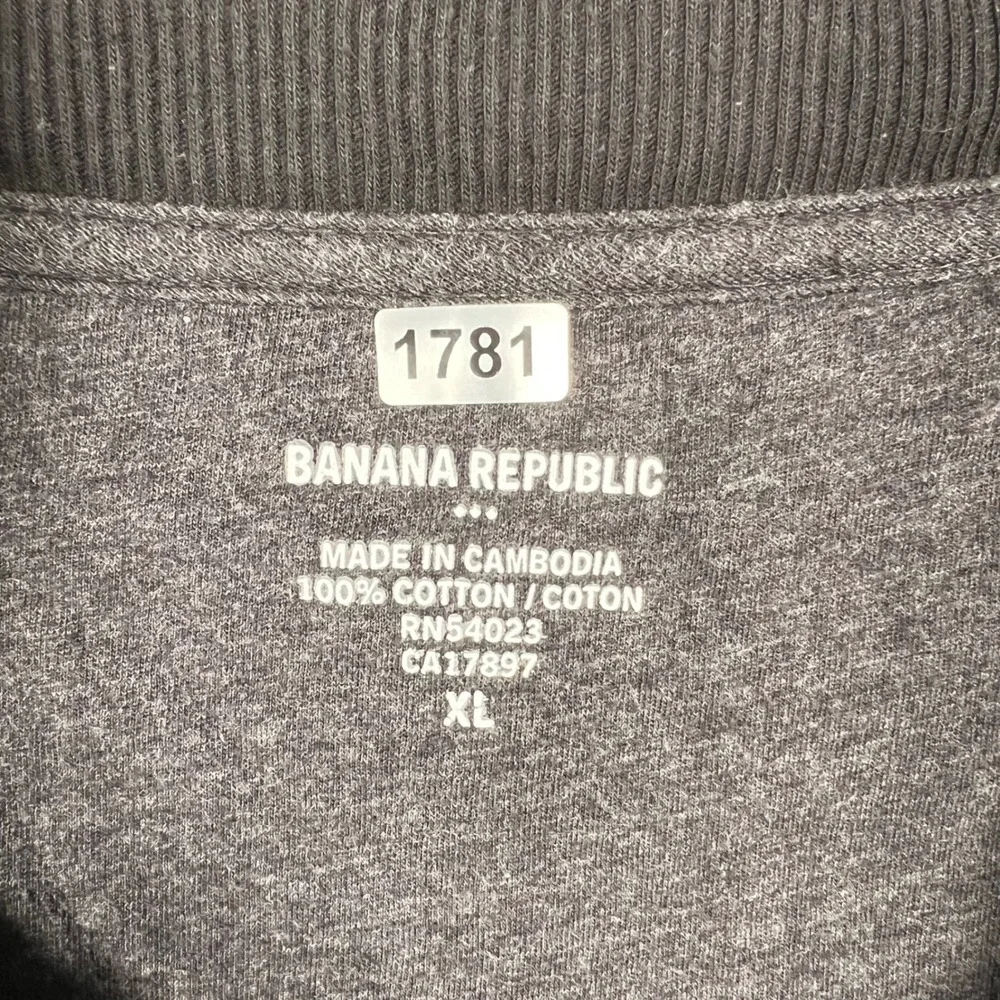 Banana Republic Mens XL Quarter Zip Pullover‎ Sweater Grey Black Colorblock